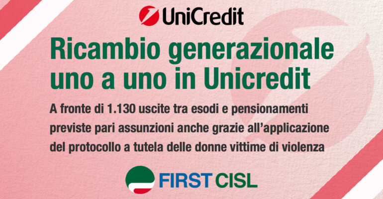 Ricambio generazionale uno a uno in Unicredit