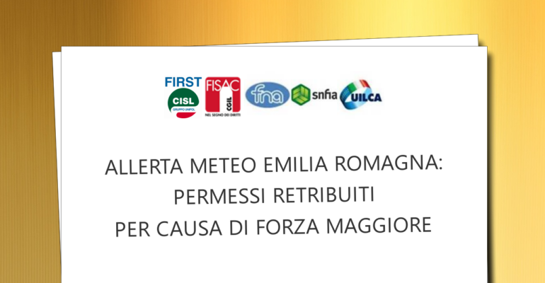 Allerta meteo Emilia Romagna: permessi retribuiti per causa di forza maggiore