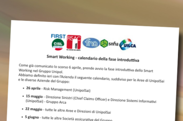 Smart Working – calendario della fase introduttiva