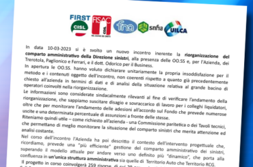 Riorganizzazione del comparto amministrativo della Direzione Sinistri
