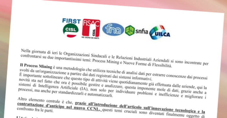 Nuove Forme di Flessibilità (compreso lo Smart Working) e Process Mining: continua l’impegno unitario nel voler raggiungere risultati concreti e rapidi