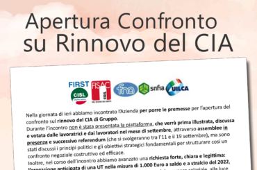 Apertura Confronto su Rinnovo del CIA