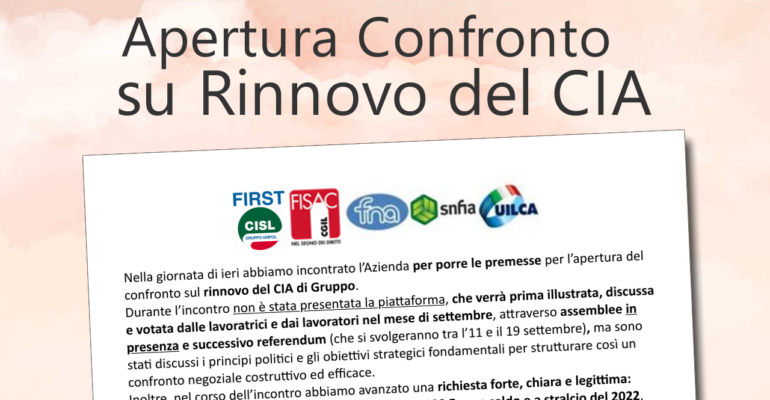Apertura Confronto su Rinnovo del CIA