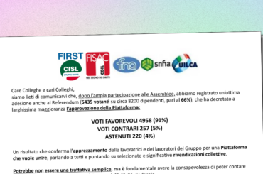 Esito Referendum sulla Piattaforma per il rinnovo del CIA di Gruppo