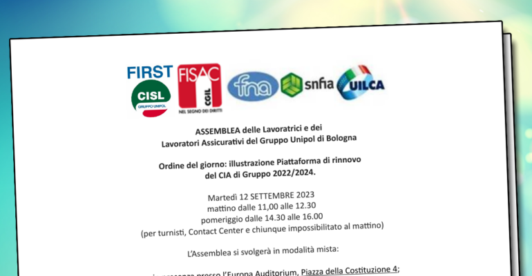 Convocazione Assemblea: illustrazione Piattaforma rinnovo CIA di Gruppo 2022/2024