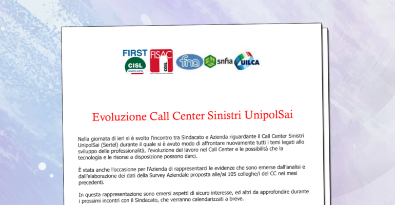 Evoluzione Call center sinistri UnipolSai