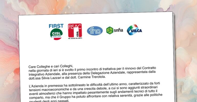 Trattativa Contratto integrativo aziendale: primo incontro