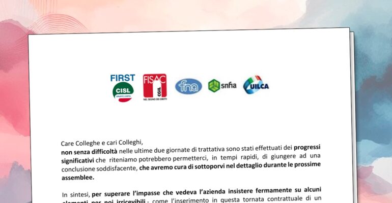 Trattativa Contratto integrativo aziendale: concreti passi avanti