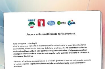 Ancora sullo smaltimento ferie arretrate…