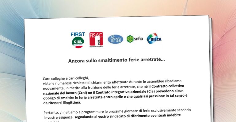 Ancora sullo smaltimento ferie arretrate…