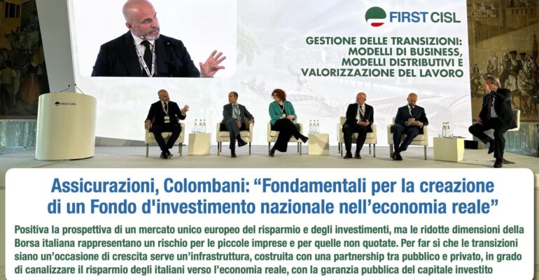 Assicurazioni, Colombani: fondamentali per la creazione di un Fondo d’investimento nazionale nell’economia reale