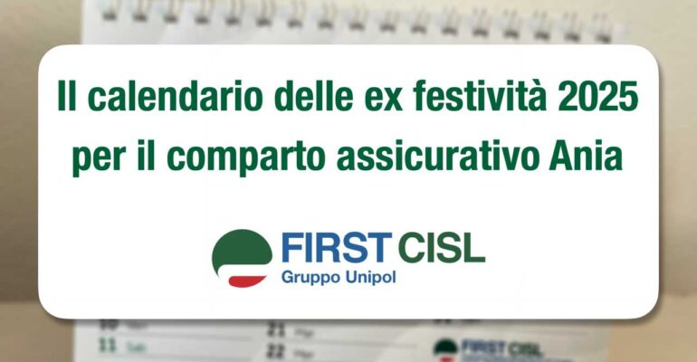 Il calendario delle ex festività 2025 per il comparto assicurativo Ania