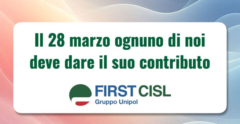 Il 28 marzo ognuno di noi deve dare il suo contributo