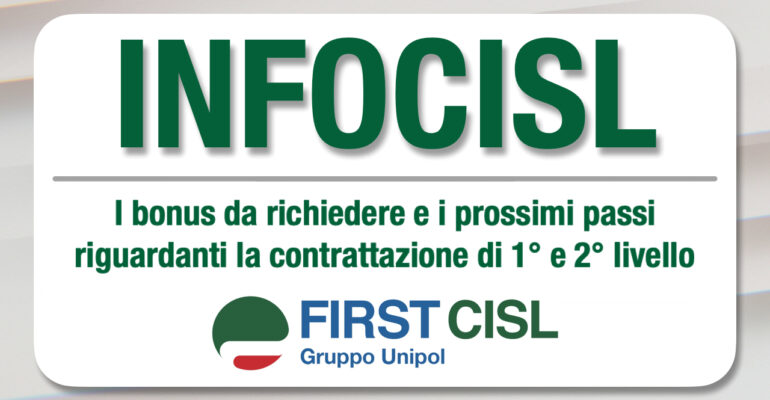 Infocisl: i bonus da richiedere e i prossimi passi riguardanti la contrattazione di primo e secondo livello