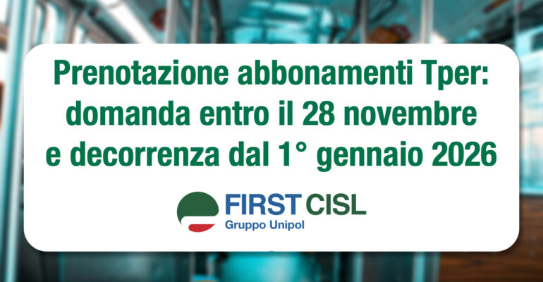 Prenotazione abbonamenti Tper: domanda entro il 28 novembre e decorrenza dal 1° gennaio 2026