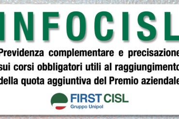 Infocisl: previdenza complementare e precisazione sui corsi obbligatori utili al raggiungimento della quota aggiuntiva del Pav