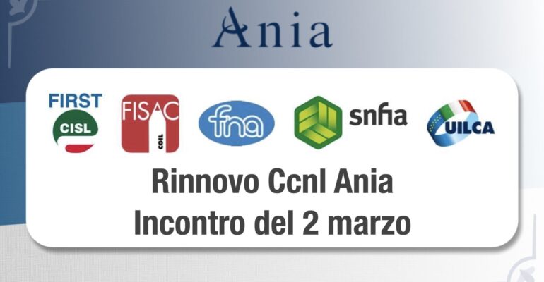 Assicurativi. Rinnovo Ccnl Ania, incontro del 2 marzo