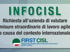 InfoCisl: richiesta all’azienda di valutare misure straordinarie di lavoro agile a causa dell’aumento dei costi energetici