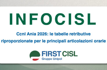 InfoCisl, Ccnl Ania 2026: le tabelle retributive full-time e part-time riproporzionate per le principali articolazioni orarie