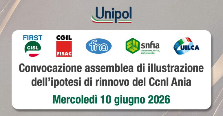 Convocazione dell’assemblea per l’illustrazione dell’ipotesi di rinnovo del Contratto collettivo nazionale di lavoro Ania