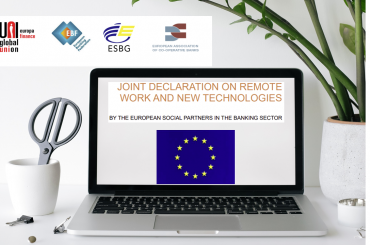 Settore bancario europeo, firmata dichiarazione congiunta su lavoro da remoto e nuove tecnologie