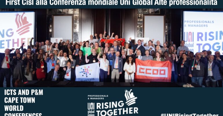 First Cisl alla Conferenza mondiale Uni Global Alte professionalità, contrattazione collettiva a presidio dei diritti nel lavoro digitale