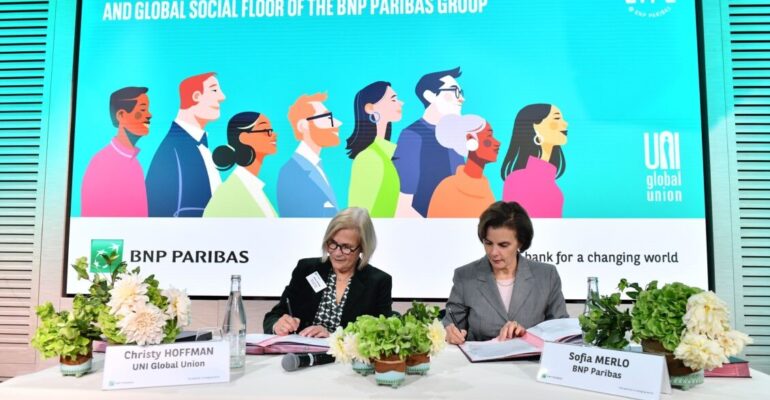 Uni Global Union e Bnp Paribas firmano un nuovo accordo per 183mila lavoratori in 63 paesi