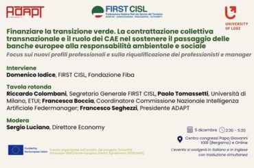 Banche e sostenibilità: attenzione al lavoro, ai territori e al ruolo sociale del credito. La tavola rotonda First Cisl