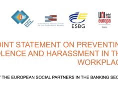 Settore bancario europeo: le parti sociali firmano una storica dichiarazione congiunta sulla violenza e le molestie