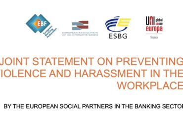 Settore bancario europeo: le parti sociali firmano una storica dichiarazione congiunta sulla violenza e le molestie
