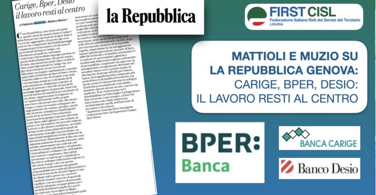 Lettera a “La Repubblica”: Carige, Bper, Desio, il lavoro resti al centro