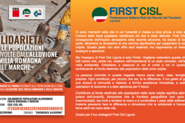 First Cisl Liguria: un gesto di solidarietà per le popolazioni colpite dall’alluvione