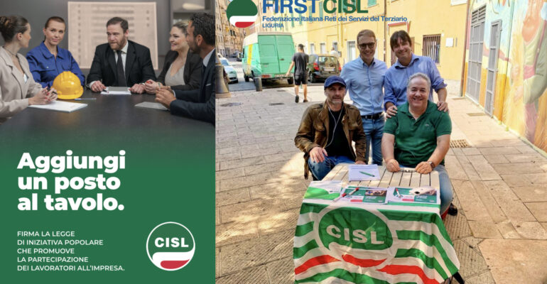 Aggiungi un posto al tavolo: il contributo di First Cisl Liguria alla raccolta firme per la proposta di legge di iniziativa popolare