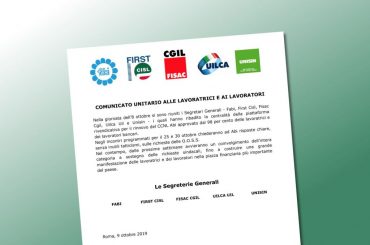 Rinnovo contratto, i sindacati, il 25 e 30 ottobre da Abi risposte chiare