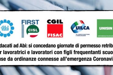 Coronavirus, sindacati a Abi, se scuole chiuse permessi retribuiti ai genitori