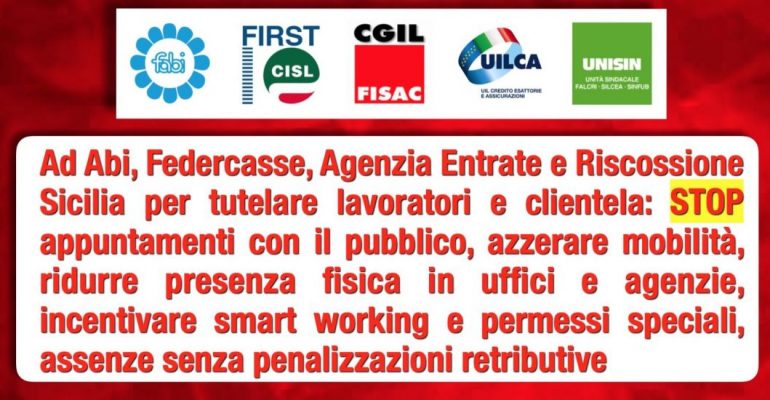 Sindacati, in banca garantire solo servizio pubblico essenziale