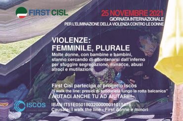 Contro violenza su donne First Cisl sostiene Iscos in “I walk the line”, presidi di solidarietà su rotta balcanica