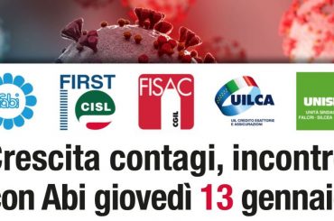 Crescita contagi, incontro con Abi giovedì 13 gennaio