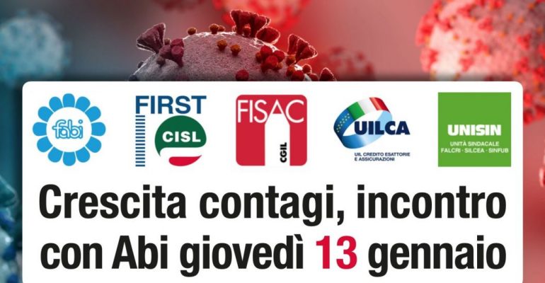 Crescita contagi, incontro con Abi giovedì 13 gennaio