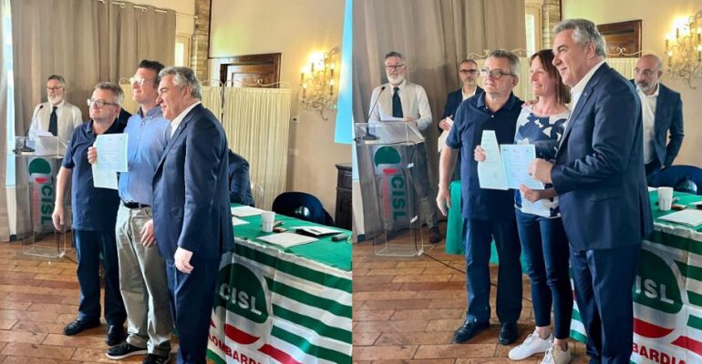 Consegnati a Silvia Patrini e Gabriele Rossi i diplomi della Scuola sindacale permanente della Cisl