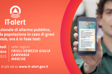 IT-alert: Test del sistema nazionale di allarme pubblico sul territorio – martedì 12 settembre ore 12