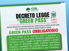 Decreto “Green pass”, luoghi di lavoro, il volantino della Cisl