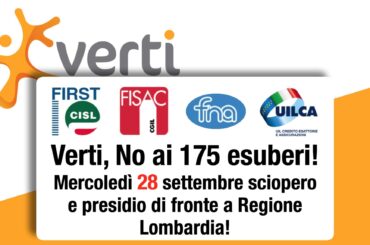 Verti, no ai 175 esuberi! Mercoledì 28 settembre sciopero e presidio di fronte a Regione Lombardia