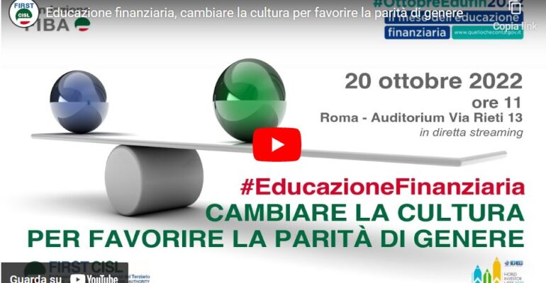 Educazione finanziaria e parità di genere, convegno First Cisl il 20 ottobre a Roma