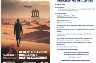 Desertificazione bancaria e digitalizzazione, convegno First Cisl e Fnp Monza Brianza Lecco