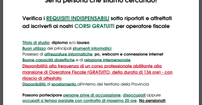 Caf Cisl, opportunità di lavoro e formativa
