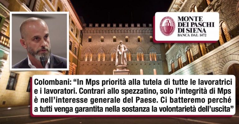 Mps, First Cisl, priorità alla tutela delle persone, spezzatino non è nell’interesse del Paese