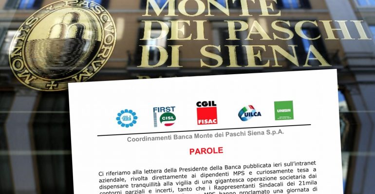 Mps, i sindacati, l’azienda ripristini le corrette relazioni industriali