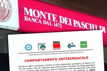 Mps, denuncia di comportamento antisindacale