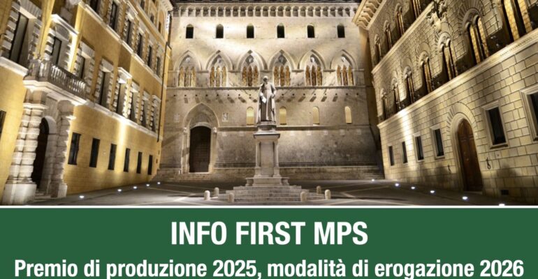 Info First Mps, premio di produzione 2025 e modalità di erogazione 2026